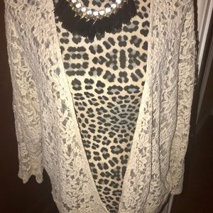 Cream colored lace cardigan